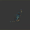 Ornate 3D Rendered Weapons in Blue and Gold with Swords Staves Axes and Various Designs