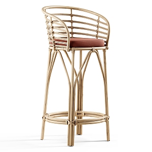 Clutter Confort bamboo and rattan high stool 3d model