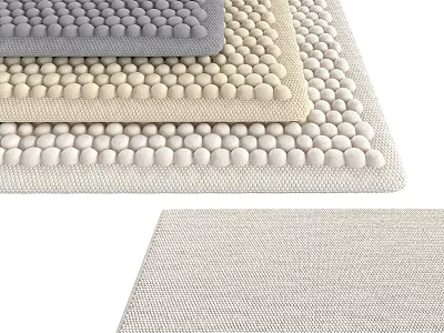 Square Rugs With Padded Dots And Woven Texture In Neutral Colors For Home Decor 3d model
