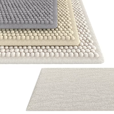 Square Rugs With Padded Dots And Woven Texture In Neutral Colors For Home Decor 3d model