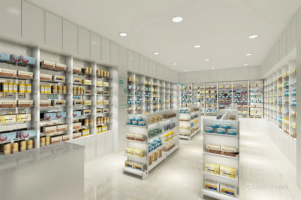 Bright Organized Specialty Store Interior With Well Arranged Shelves Stocked Full Of Products 3d model 