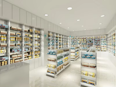 Bright Organized Specialty Store Interior With Well Arranged Shelves Stocked Full Of Products 3d model