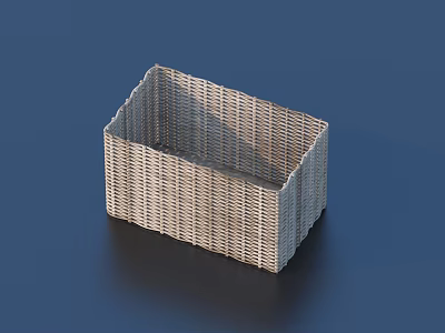 Woven Rectangular Storage Basket in Neutral Tone for Efficient Home Organizing 3d model