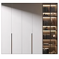 Modern Display Cabinet With White Cabinetry Metal Handles And Lit Shelves Holding Books Decor