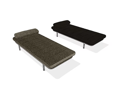 Modern Sofa Benches Gray and Black Upholstered Seats with Metal Legs Contemporary Design 3d model