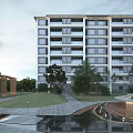 Multi-storey residence in modern residential area 3d model