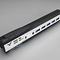 Modern Black And White Train Carriage With Side Windows And V Shaped Logo