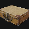 Vintage Suitcase With Fabric Exterior Leather Corners And Metal Lock Handle