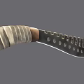 Traditional Handmade Curved Knife With Leather Wrapped Handle And Perforated Metal Blade