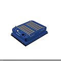 Blue Industrial Automated Material Handling Equipment With Control Panel And Conveyor Surface 3d model