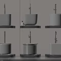 Modern Wall Mounted White Toilets With Metal Shelves In Gray Bathroom