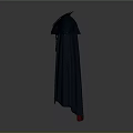 Gray Cloak With Red Lining And Silver Button Details For Costume Design 3d model