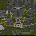 Modern High Rise Residential Buildings with Landscaped Gardens and Walking Paths