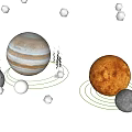 Celestial Cosmic Photo Spot With Jupiter Moon Planets Starry And Orbital Lines