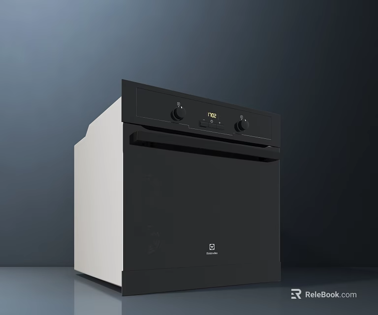 Modern Black And White Kitchen Oven With Control Knobs And Digital 3d model 