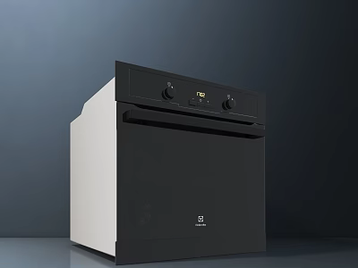 Modern Black And White Kitchen Oven With Control Knobs And Digital 3d model