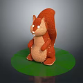Adorable Plush Squirrel 3D Character Sitting On Green Circular Base