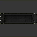 Blue Cargo Ship With Open Hold And Deck Structure On Gray Background