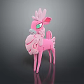 Pink Deer Game Character With Floral Horns Green Eyes And Swirl Patterns