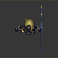 Female Character Wearing Navy Blue Yellow Uniform With Blonde Hair And Hammer Weapon