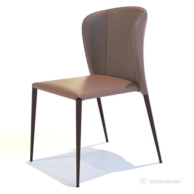 Modern Brown Leather Leisure Chair With Slim Metal Legs And Comfortable Seat 3d model 