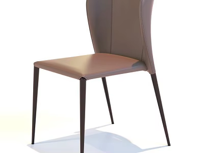 Modern Brown Leather Leisure Chair With Slim Metal Legs And Comfortable Seat 3d model