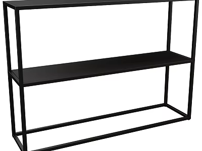 Black Metal Two Tier Open Shelving Unit With Simple Modern Design For Storage And 3d model