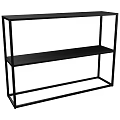 Black Metal Two Tier Open Shelving Unit With Simple Modern Design For Storage And