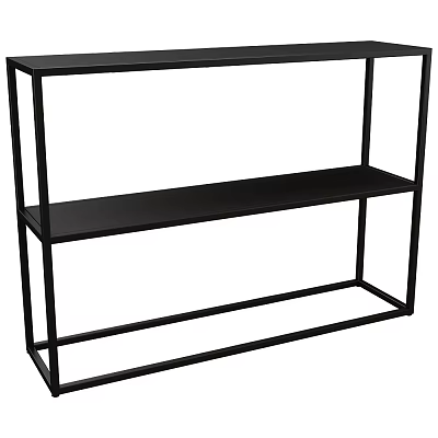 Black Metal Two Tier Open Shelving Unit With Simple Modern Design For Storage And 3d model