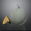 Fresh Whole Cantaloupe With Cracked Texture And Sliced Piece Showing Orange Flesh And Green Rind