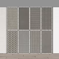 Modern Interior Room Divider With Geometric Mesh Panels And Metal Frame 3d model