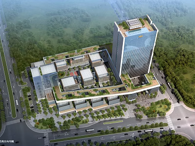 Modern Industrial Factory Complex With Multiple Buildings Greenery Roads And Roof Facilities 3d model