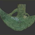 Ancient Bronze Sculpture Artifact With Green Patina And Intricate Carving Design
