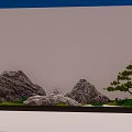 Karesansui Japanese Rock Garden with Rocks Pine Tree and Small Plants in Minimalist Landscape Design