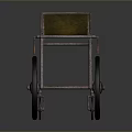 Vintage Rusty Handcart With Metal Structure Wooden Flatbed And Large Spoked Wheels
