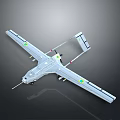 Gray Unmanned Aerial Drone With Long Wings Green Markers And Surveillance Body