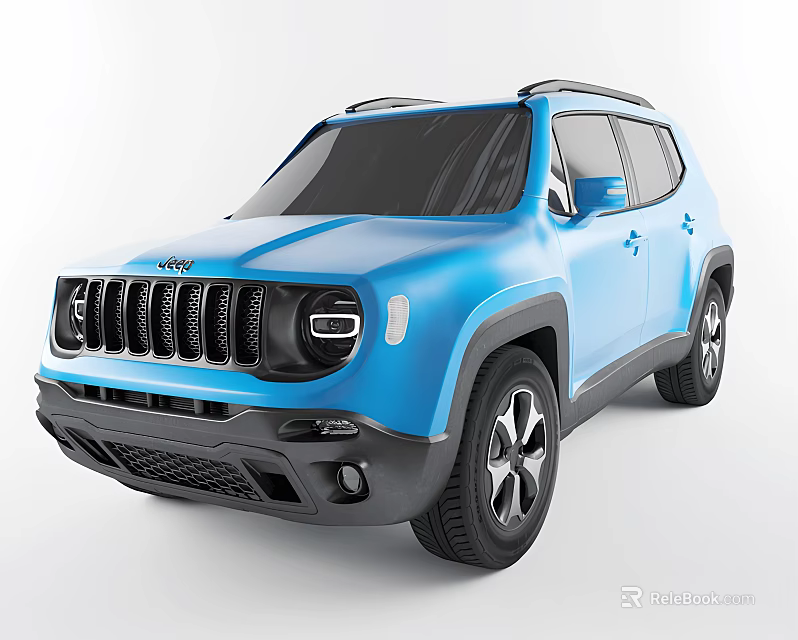Blue Jeep SUV Modern Design With Front Grille And Alloy Wheels 3d model 