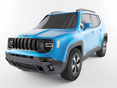 Blue Jeep SUV Modern Design With Front Grille And Alloy Wheels 3d model