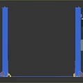 Blue Car Lift With Two Columns And Yellow Support Arms For Vehicle Maintenance