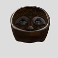 Traditional Handcrafted Wooden Mask With Intricate Geometric Patterns For Home Interior Decor