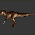 Spiked Horned Purple Brown Dinosaur 3D Model With Sharp Teeth Roaring On Dark Background