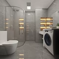 Modern Stylish Minimalist Bathroom With Window In Spacious Open Plan Contemporary Family Home Interior Design