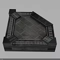 Futuristic Sci Fi Platform With Blue Accented Edges And Metallic Tile Design 3d model