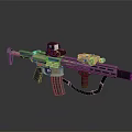 Tactical Beige Rifle With Scope And Tactical Accessories On Rail System