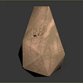 Decorative Metallic Polyhedral Sculpture With Carved Patterns Hollowed Square And RF Lettering
