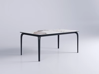Elegant Modern Dining Table With Marble Top And Black Metal Legs Design 3d model