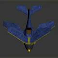 Blue Model Airplane With Yellow Gray Details Propeller And Wing Stripes On Dark Background