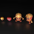 Cute Cartoon Characters Featuring Smiling Faces Heart Shape And Small Monsters 3d model