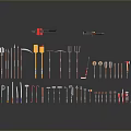 Cold weapons Sword Axe Hook Fork Spear Trident Melee Weapon Military 3d model