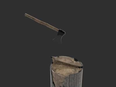 Logging Axe with Stakes Axe Trunk Cutting Timber 3d model